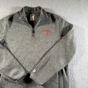 Alabama Crimson Tide Russell Gray 1/4 Zip Sweater Medium Football